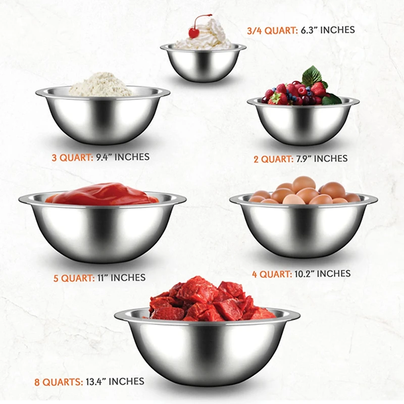 Nutrichef Stainless Steel Mixing Bowl Set
