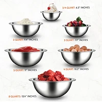 Nutrichef Stainless Steel Mixing Bowl Set