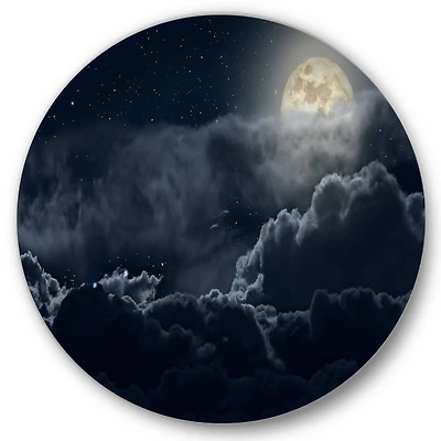 Designart - Cloudy Full Moon Night