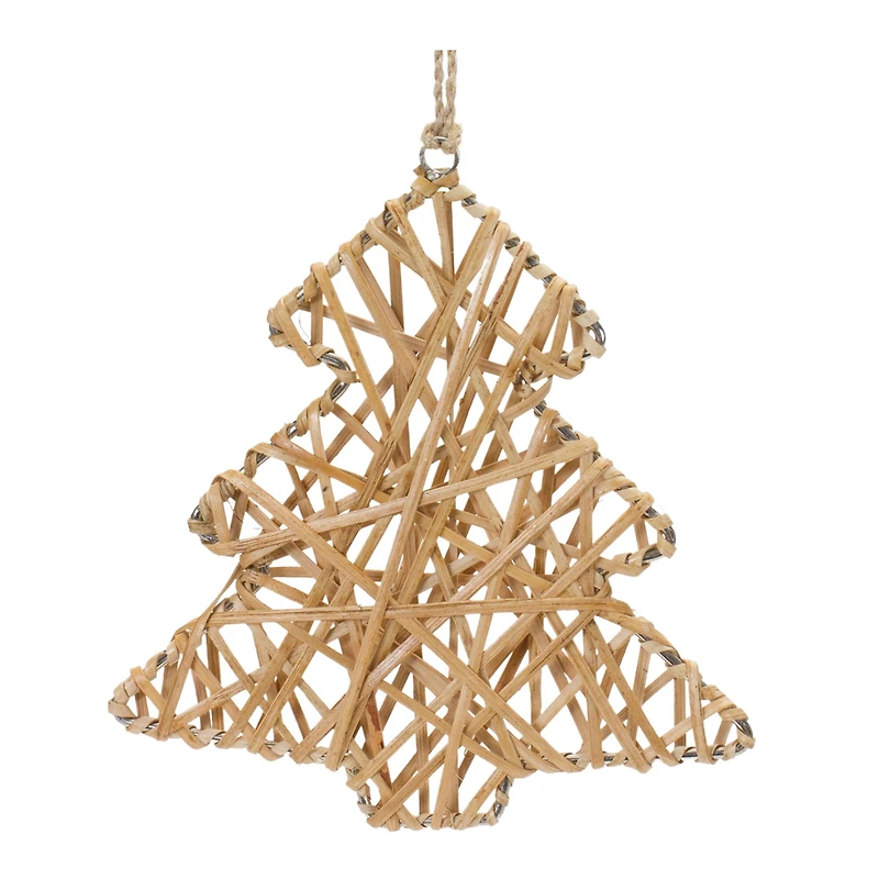 Woven Rattan Star & Tree Ornament Set