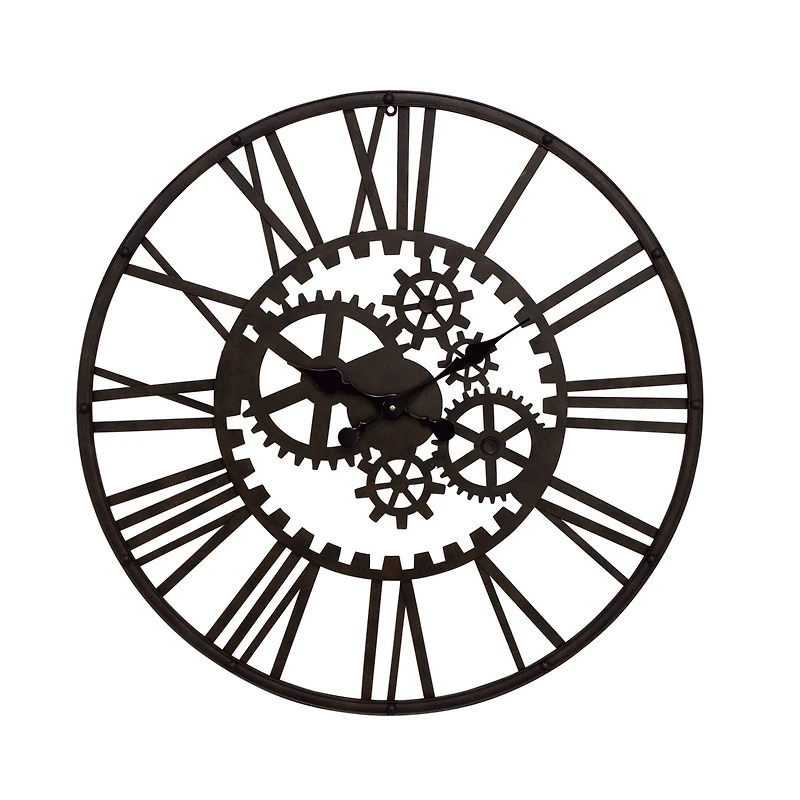 Black Industrial Metal Wall Clock