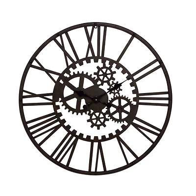 Black Industrial Metal Wall Clock
