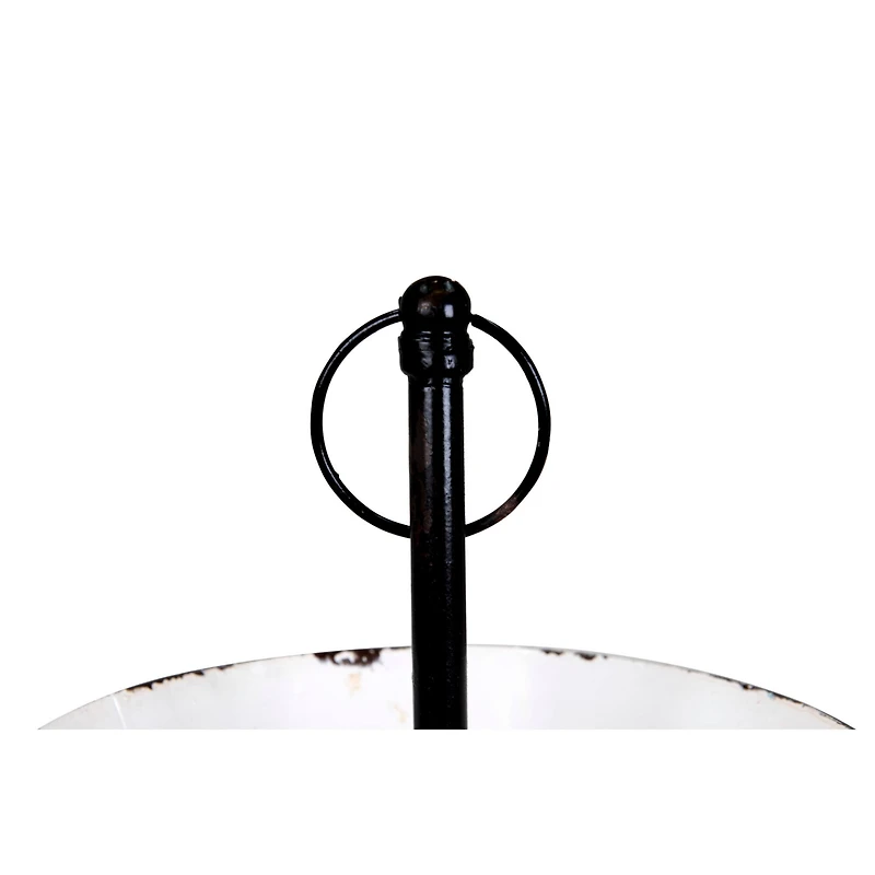 Hello Honey® 17" White Distressed 2-Tier Enameled Metal Tray