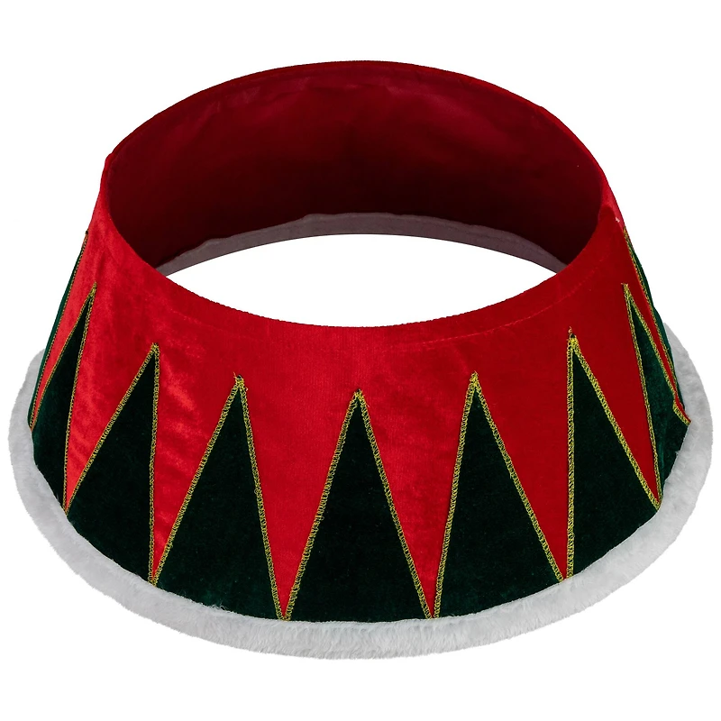 25" Red and Green Drum with White Trim Christmas Tree Collar
