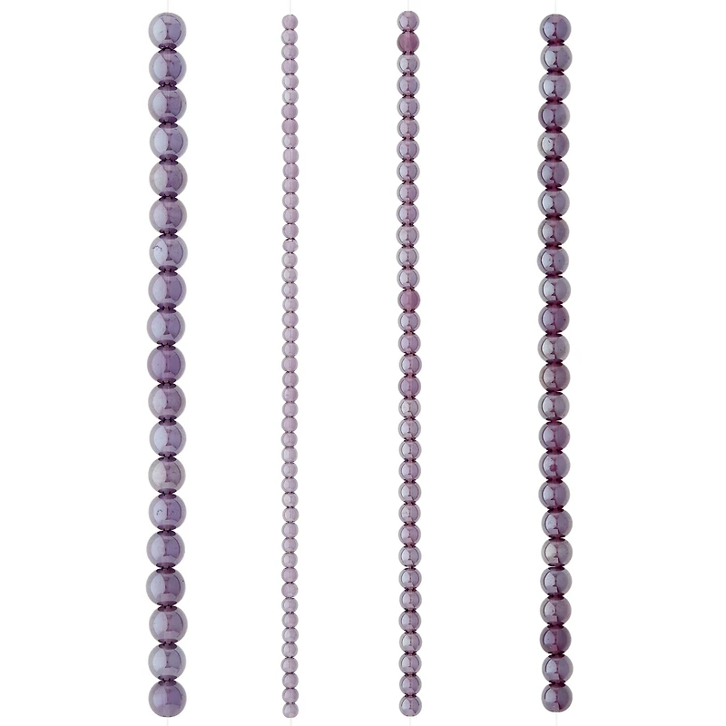 12 Packs: 4 ct. (48 total) Purple Glass Round Beads by Bead Landing™