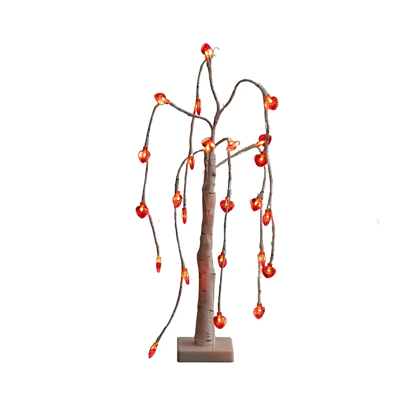 2ft. Pre-Lit Artificial Valentine's Day Willow Tree with 24 Heart Shaped LED Lights
