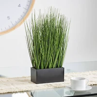 18" Onion Grass Artificial Plant with Black Rectangular Pot