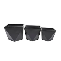 Black Modern Planter, Set of 3" 19", 16", 14"