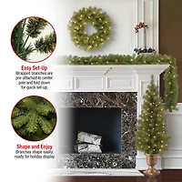 4-Piece Pre-Lit Artificial Christmas Entrance Trees, Garland & Wreath
