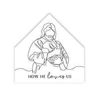 How He Loves Us Lamb 2 12" x 12" House Shaped Canvas
