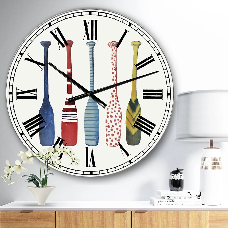 Designart 'Five Paddles Oversized Lake House Wall Clock