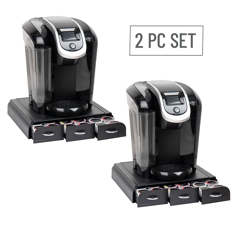 Mind Reader Anchor Collection Black 3-Drawer Countertop Coffee Machine Base, 2ct.