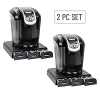 Mind Reader Anchor Collection Black 3-Drawer Countertop Coffee Machine Base, 2ct.