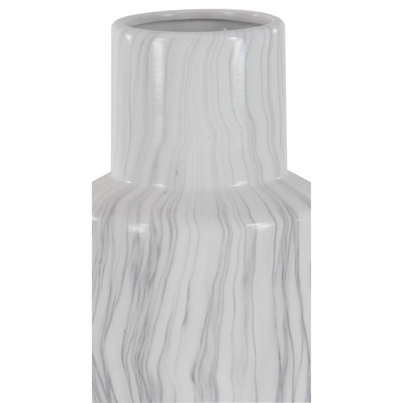 21" White Ceramic Contemporary Vase