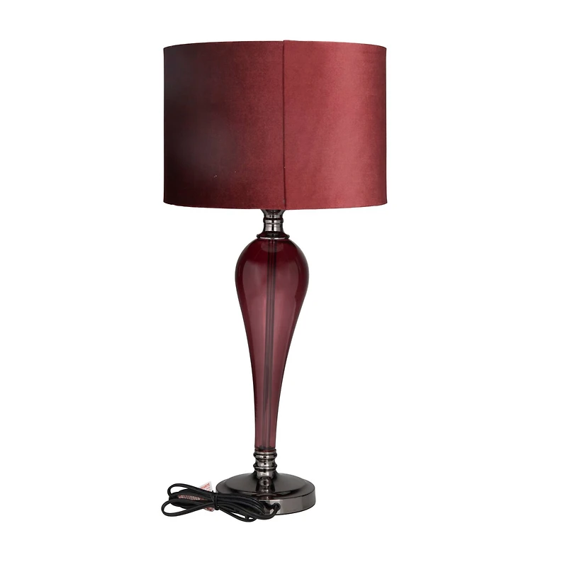 Red Velvet Glam Table Lamp, 27" x 13" x 13"