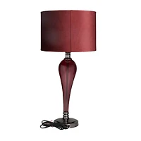 Red Velvet Glam Table Lamp, 27" x 13" x 13"