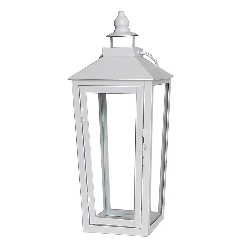 15.7" White Metal Lantern by Ashland®