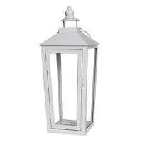 15.7" White Metal Lantern by Ashland®