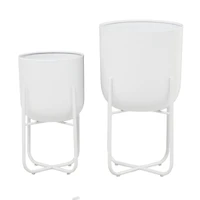 CosmoLiving by Cosmopolitan White Metal Planter with Removable Stand Set