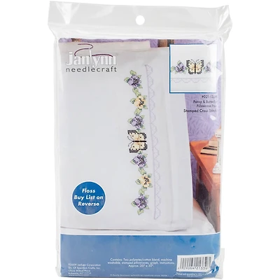 Janlynn® Pansies & Butterflies Stamped Cross Stitch Pillowcase Set