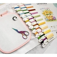 LetiStitch Three Chicks with Daffodils & Egg Counted Cross Stitch Kit