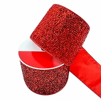 3.5" x 25ft. Red Tinsel Wired Ribbon by Celebrate It®