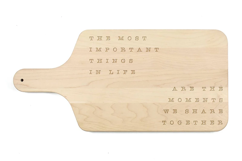 The Most Important Things In Life 17" x 8" Maple Paddle Cutting Board