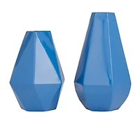 CosmoLiving by Cosmopolitan Blue Iron Contemporary Vase, 12" x 10"
