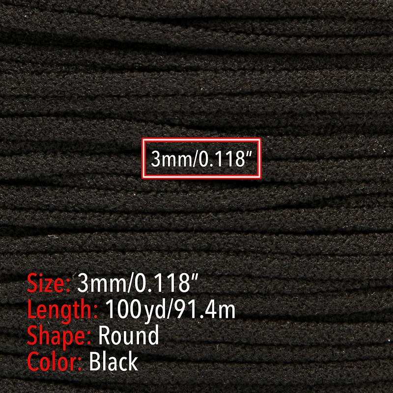 Beadsmith® Fablastic™ 3mm Black Round Spandex Cord