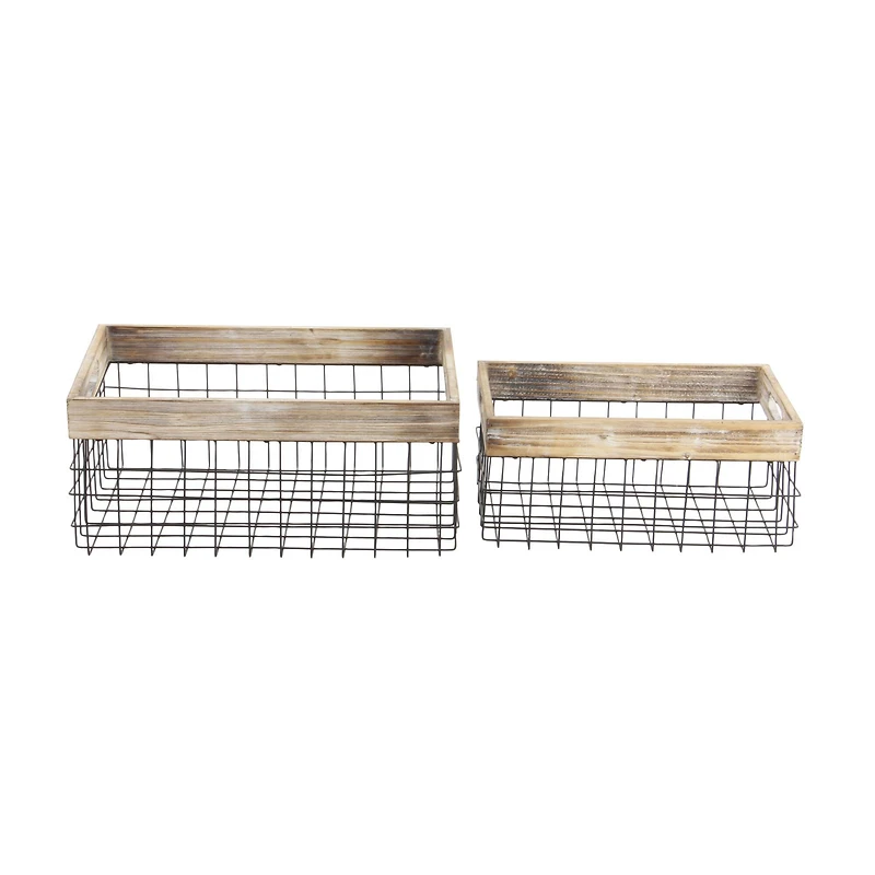 Black Metal Farmhouse Storage Basket Set