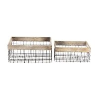 Black Metal Farmhouse Storage Basket Set