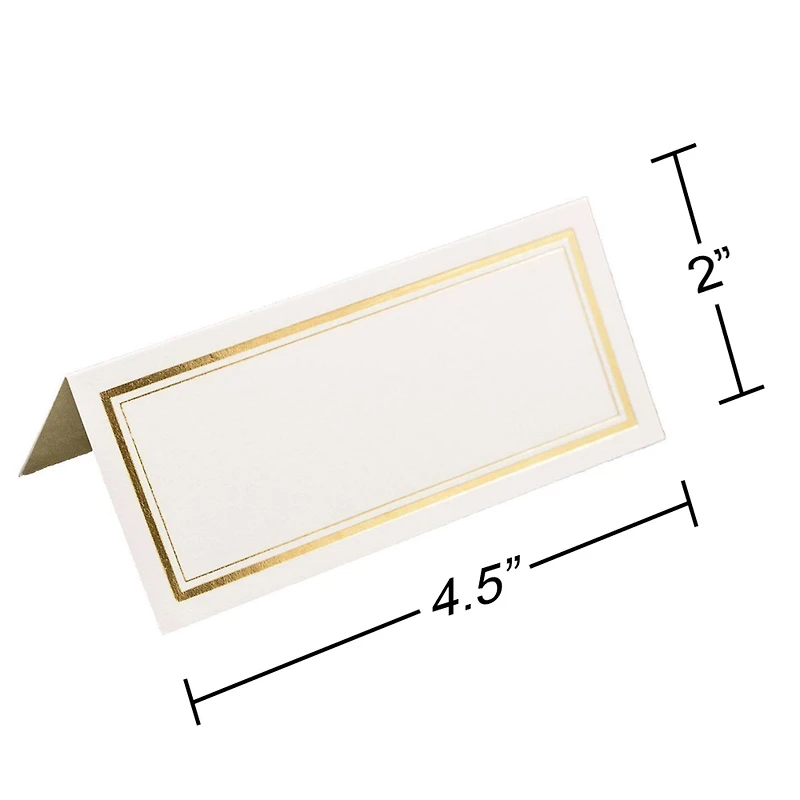JAM Paper Double Metallic Border Fold-Over Wedding Table Place Cards