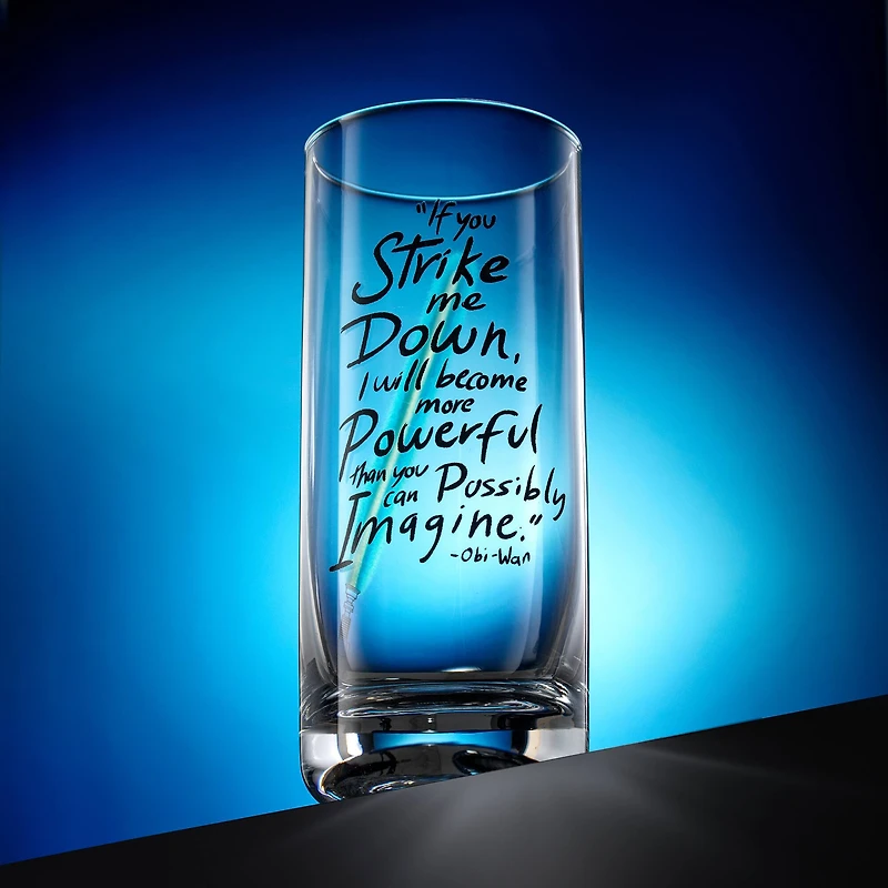 JoyJolt® Star Wars™ 14.2oz. New Hope Obi-Wan Kenobi Blue Lightsaber Tall Drinking Glass, 2ct.