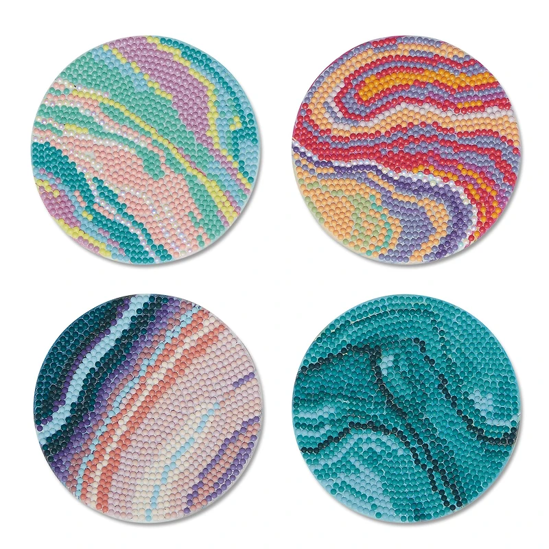 Round Marbled Diamond Art Coaster Kit by Make Market®