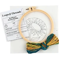 6" Sunflower Punch Needle Kit with Hoop by Loops & Threads®