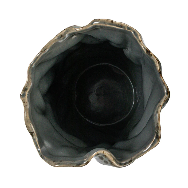 Hello Honey® 7.5" Gray Organic Ceramic Vase with Crackle Glaze