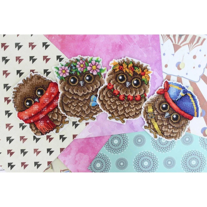 MP Studia Autumn Owl Plastic Canvas Counted Cross Stitch Kit