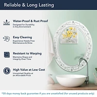 Head West Frosted Etched Tile Framed Oval Wall Vanity Mirror - 23" x 29"