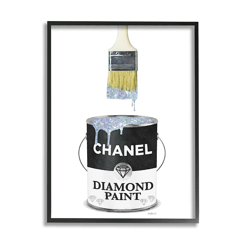Stupell Industries Glam Pop Fashion Diamond Paint Deluxe Designer Black Framed Wall Art
