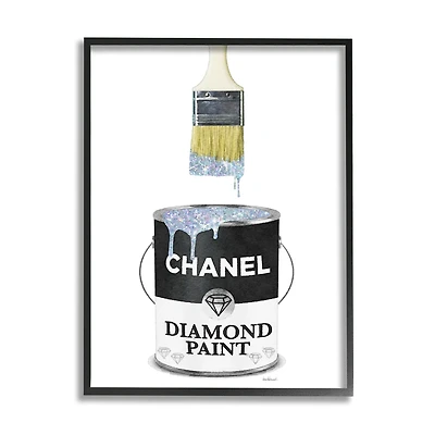 Stupell Industries Glam Pop Fashion Diamond Paint Deluxe Designer Black Framed Wall Art