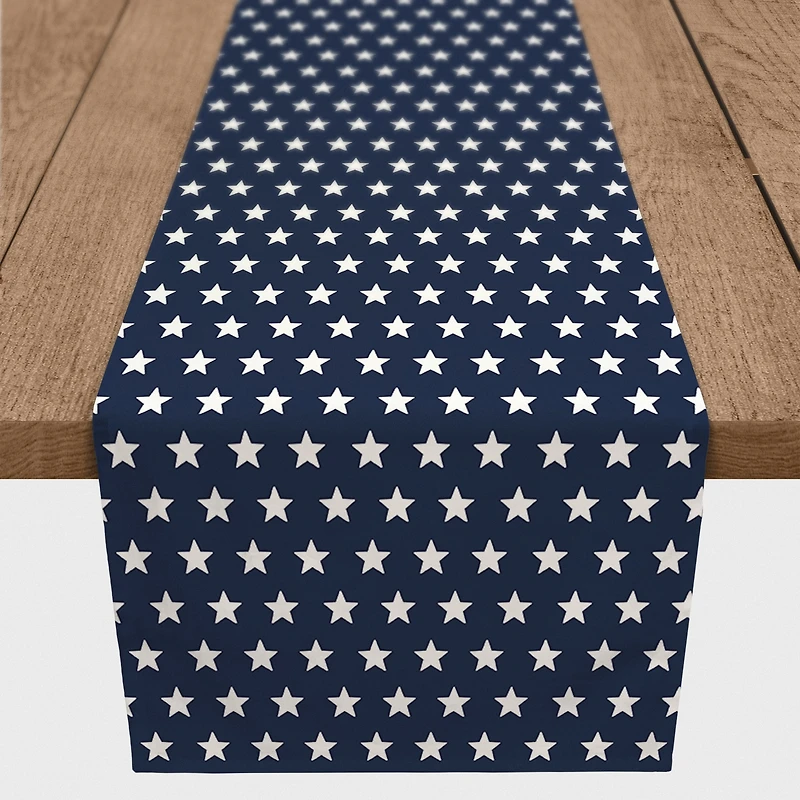 90" White Stars On Blue Poly Twill Runner