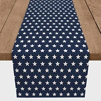 90" White Stars On Blue Poly Twill Runner