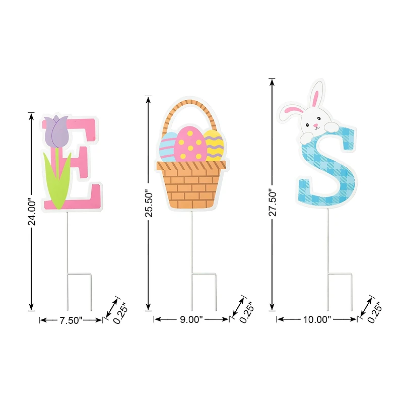 Glitzhome® 49.5" Set of 6 Easter Icon Metal Yard Stake