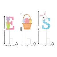 Glitzhome® 49.5" Set of 6 Easter Icon Metal Yard Stake