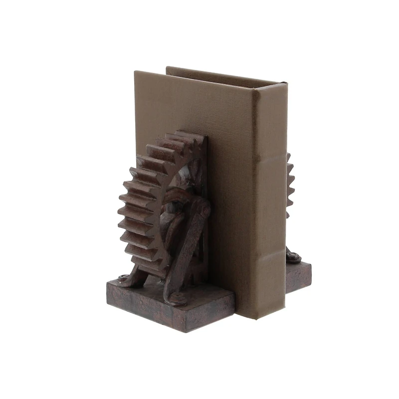 7" Brown Industrial Gear Bookends