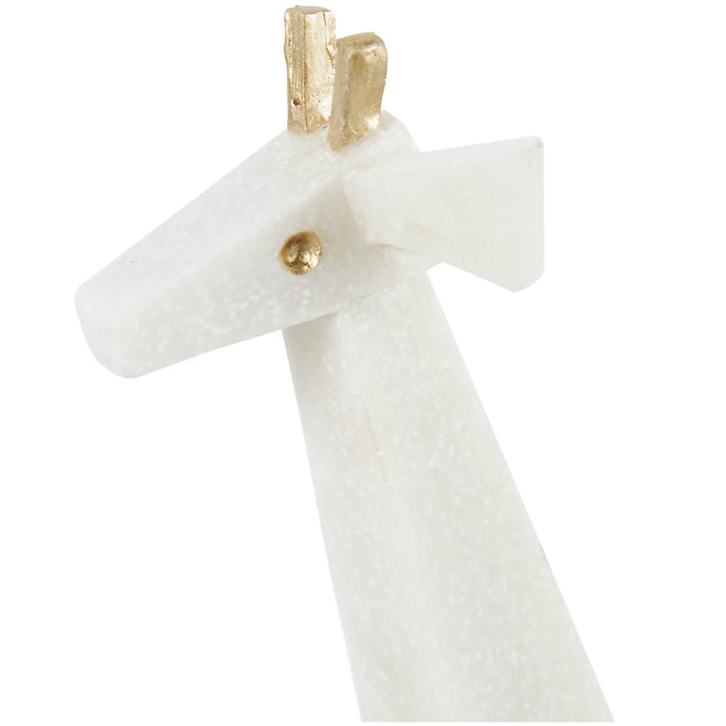 White Polystone Elephant & Giraffe Cubist Inspired Sculpture Set