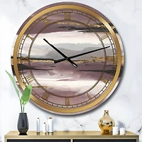 Designart Purple Glam Storm I Glam Wall Clock
