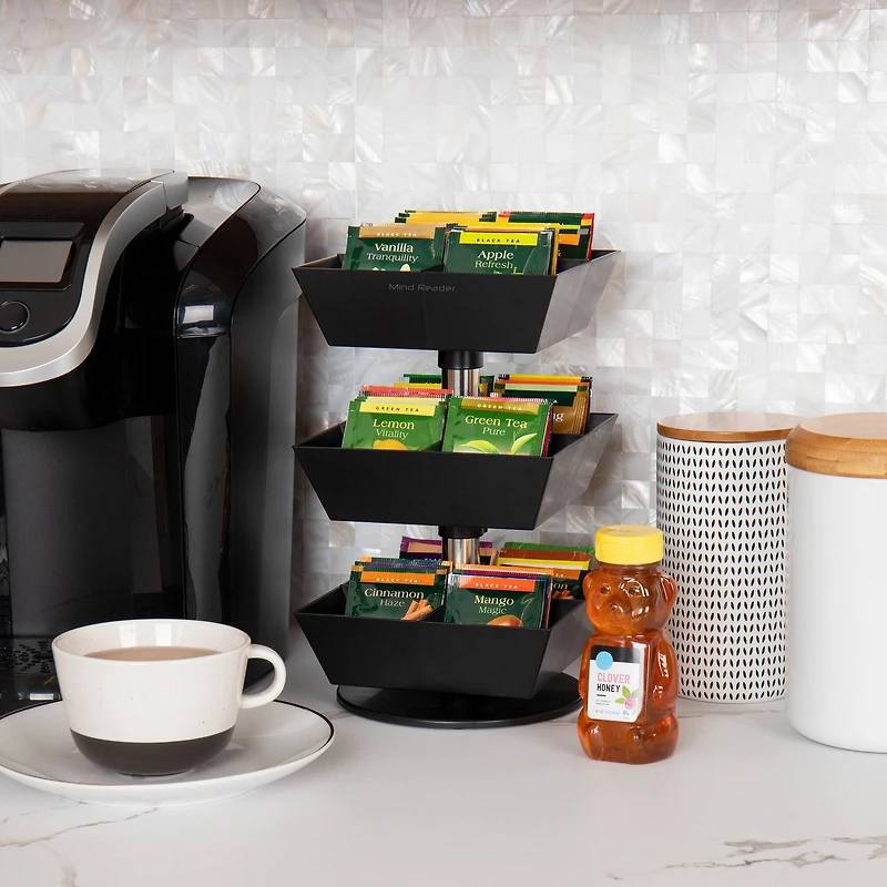 Mind Reader Anchor Collection 3-Tier 12-Compartment Tea and Condiment Carousel