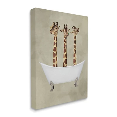 Stupell Industries Three Giraffes In A Bathtub Canvas Wall Art