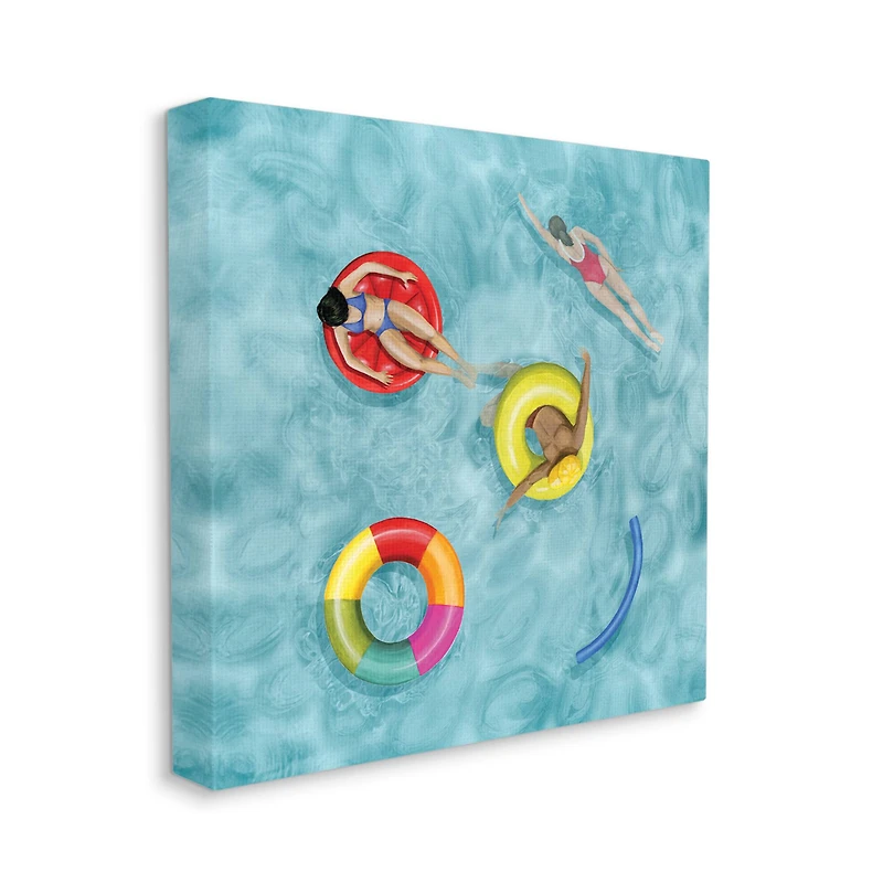 Stupell Industries Swimmers In Pool Inner Tube Cool Blue Water Canvas Wall Art